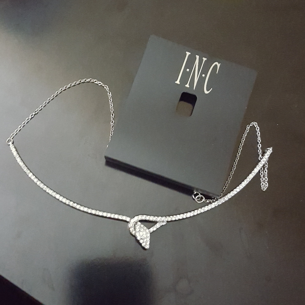 INC rhinestone bar necklace